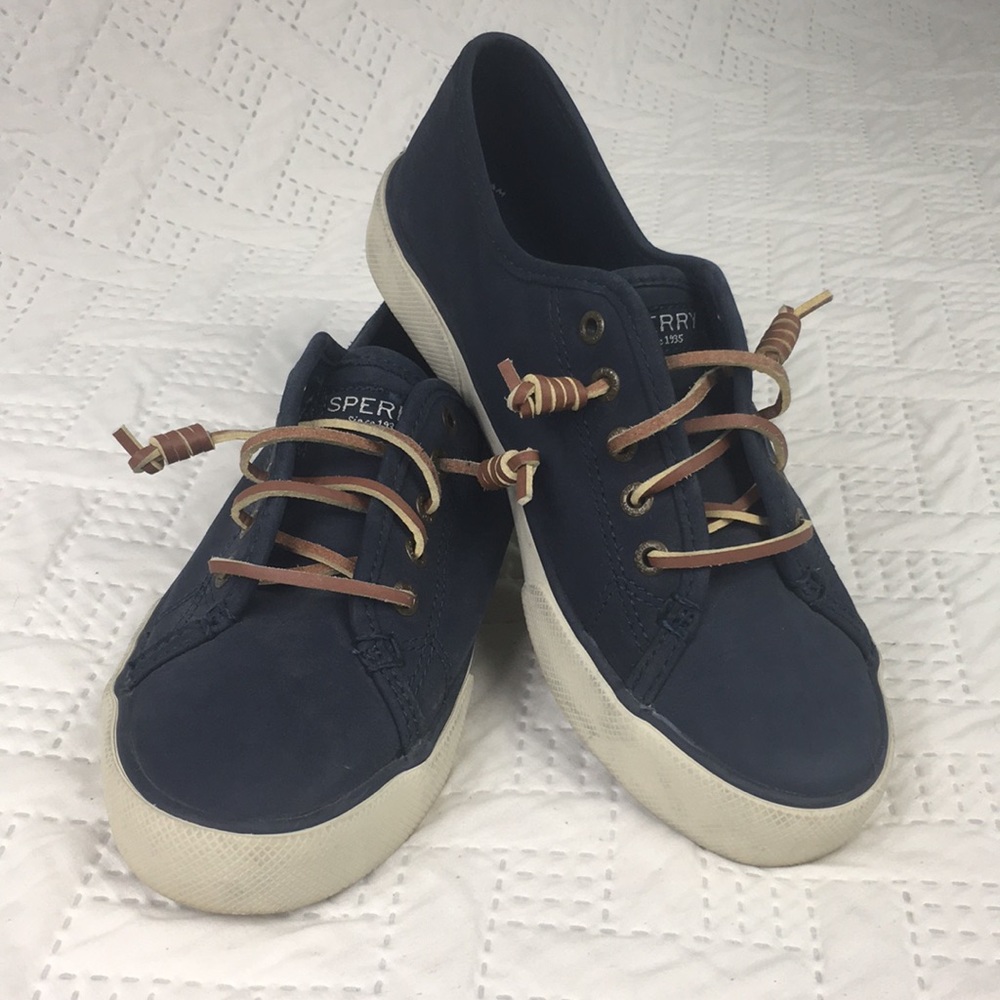 Sperry Navy Blue Seacoast Suede Boat Shoe Sneakers